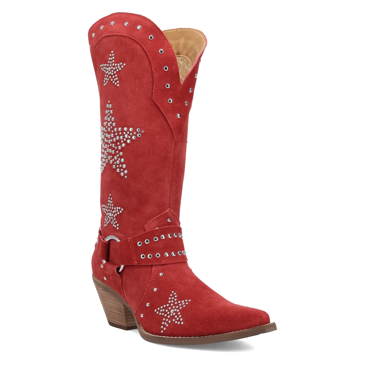 Botas Lucky Stars de Gamuza Punta Recortada Para Dama Color Rojo - Dingo - Dan Post Boots