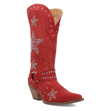 Botas Lucky Stars de Gamuza Punta Recortada Para Dama Color Rojo - Dingo - Dan Post Boots