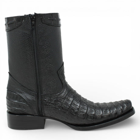 Botas Negras de Piel Punta Dubai Grabado Caiman Belly - LC265 - La Carreta