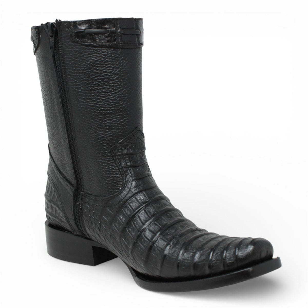 Botas Negras de Piel Punta Dubai Grabado Caiman Belly - LC265 - La Carreta
