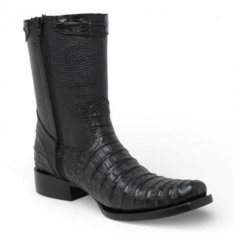 Botas Negras de Piel Punta Dubai Grabado Caiman Belly - LC265 - La Carreta