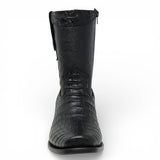 Botas Negras de Piel Punta Dubai Grabado Caiman Belly - LC265 - La Carreta