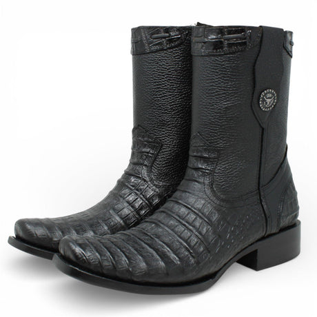 Botas Negras de Piel Punta Dubai Grabado Caiman Belly - LC265 - La Carreta