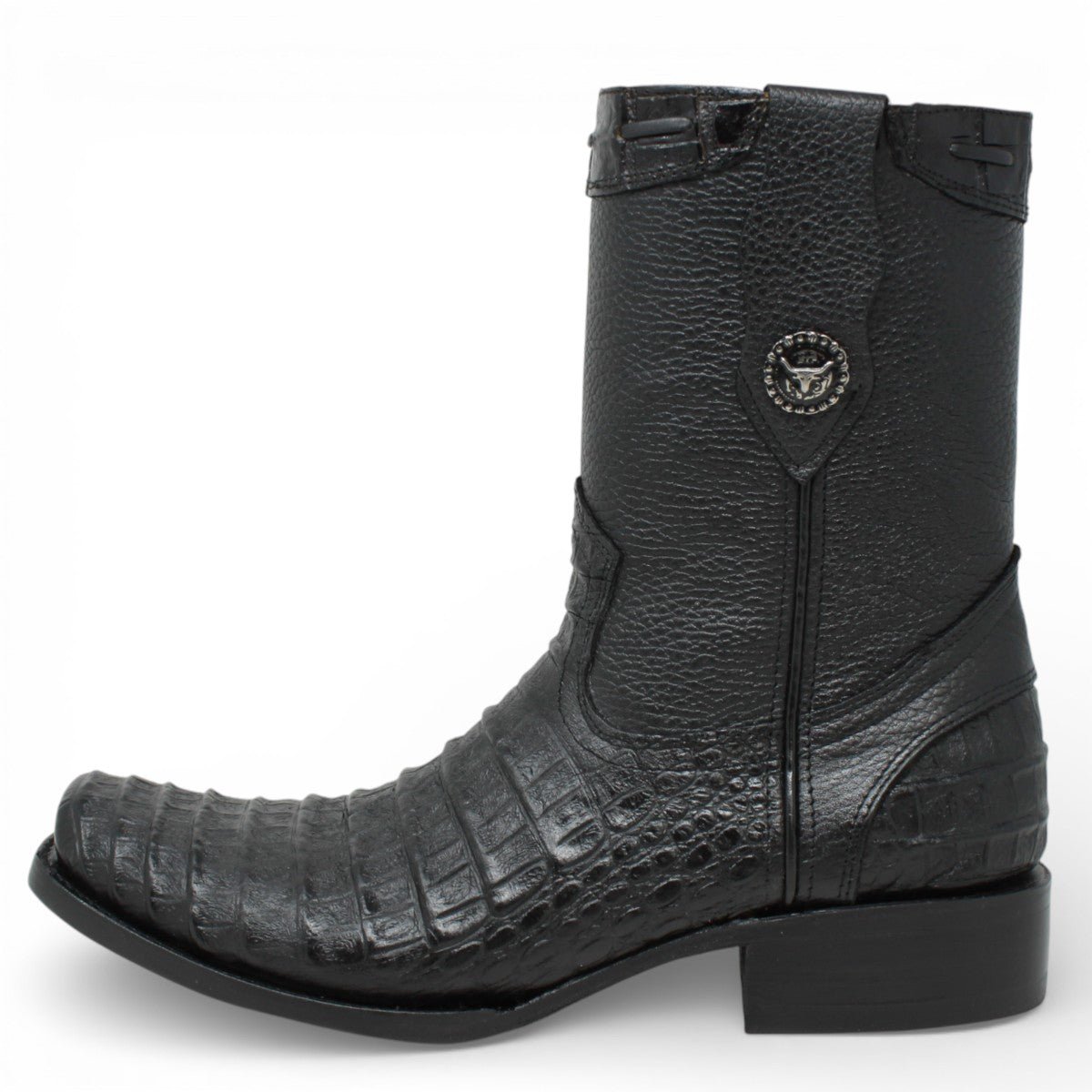 Botas Negras de Piel Punta Dubai Grabado Caiman Belly - LC265 - La Carreta