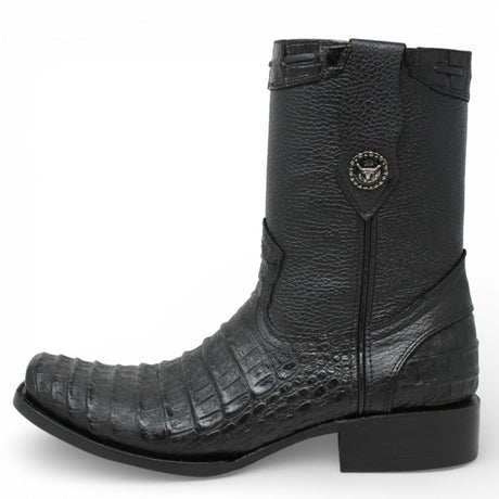 Botas Negras de Piel Punta Dubai Grabado Caiman Belly - LC265 - La Carreta