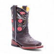 Botas para Niña de Cuero Crazy Horma Rodeo Color Chocolate – Hooch Boots H329594 - CaballoBronco.com