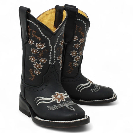 Botas para Niña de Cuero Crazy Horma Rodeo Color Negro Q422F6205 - Quincy Boots