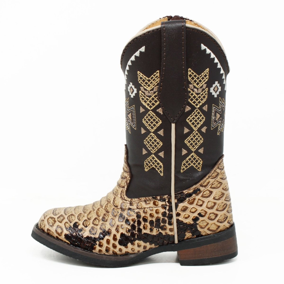 Botas para Niña de Cuero Piton Grabado Horma Rodeo Color Oryx - Q4225711 - Quincy Boots