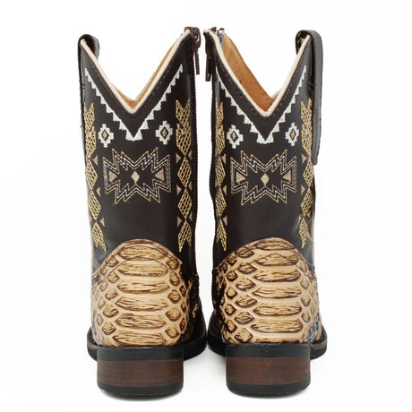 Botas para Niña de Cuero Piton Grabado Horma Rodeo Color Oryx - Q4225711 - Quincy Boots