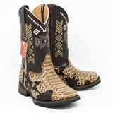Botas para Niña de Cuero Piton Grabado Horma Rodeo Color Oryx - Q4225711 - Quincy Boots