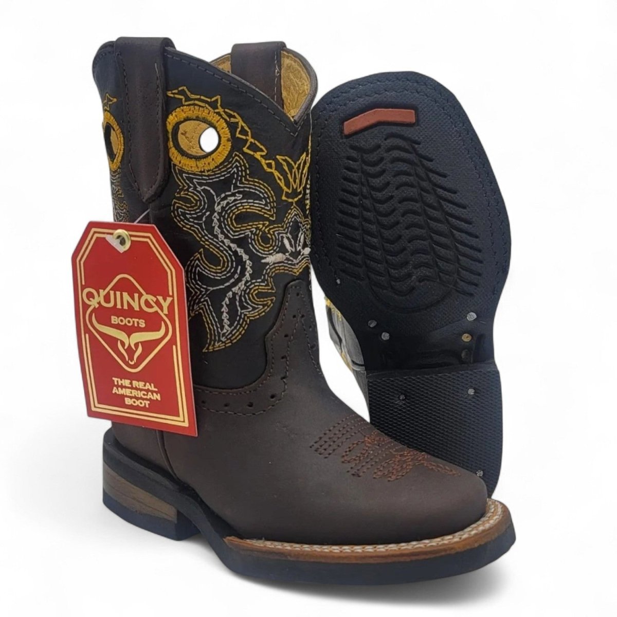 Botas para Niño de Cuero Crazy Horma Rodeo Color Cafe Q4226207 - Quincy Boots