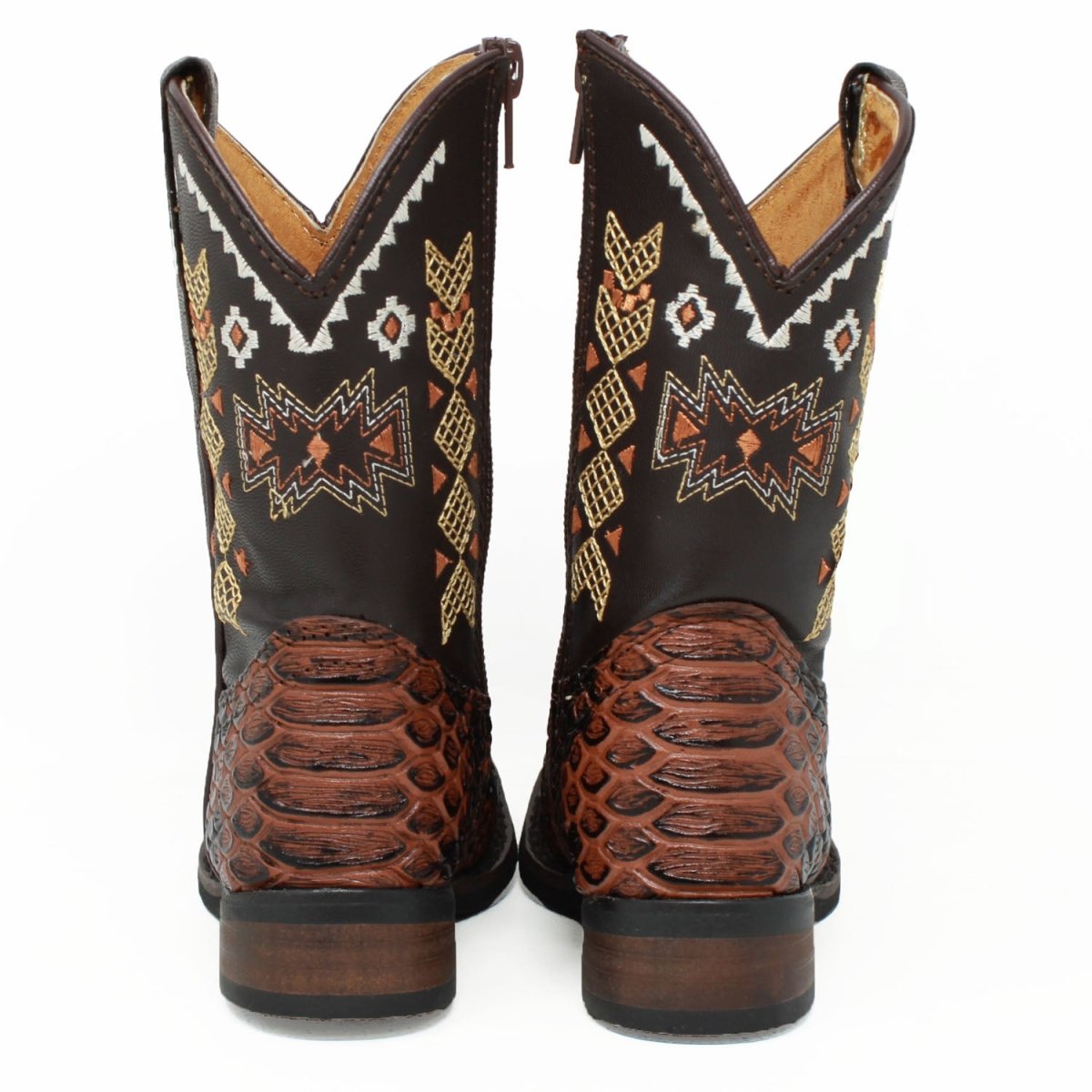 Botas para Niño de Cuero Piton Grabado Horma Rodeo Color Miel - Q4225751 - Quincy Boots