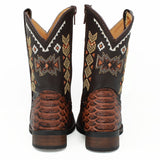 Botas para Niño de Cuero Piton Grabado Horma Rodeo Color Miel - Q4225751 - Quincy Boots