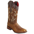 Botas Rodeo de Piel Original Punta Amplia Cuadrada para Dama Color Nuez - Los Altos Boots - Los Altos Boots