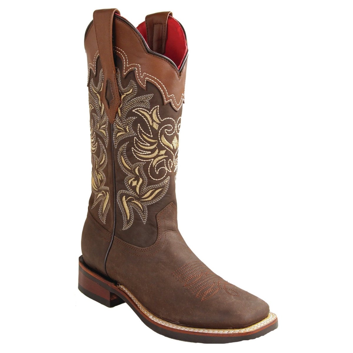 Botas Rodeo de Piel Original Punta Amplia Cuadrada para Dama Crazy Col ...