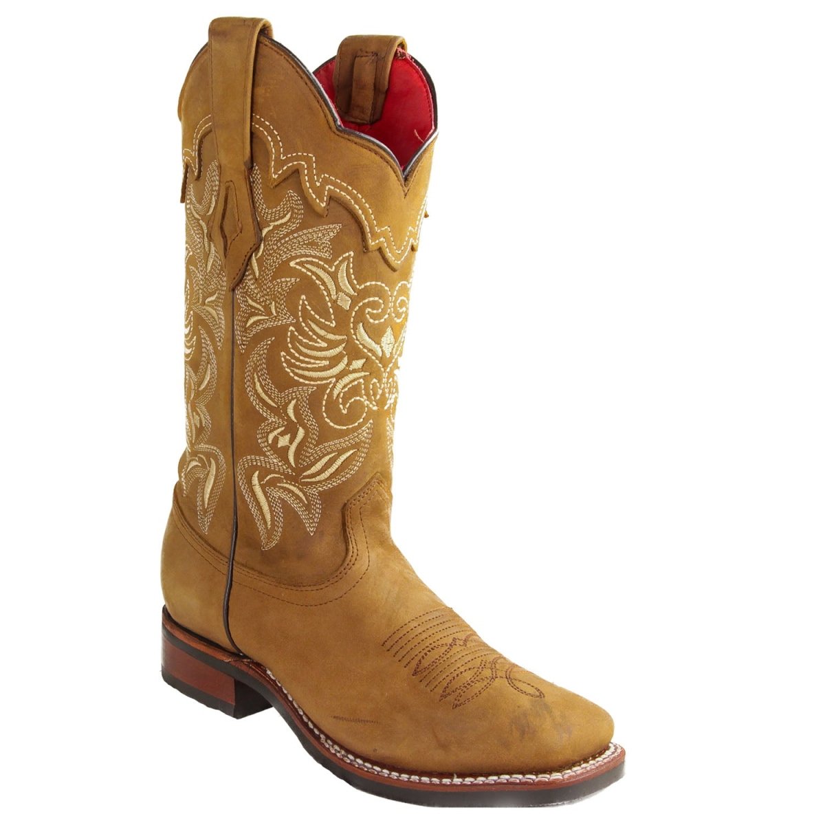 Botas Rodeo de Piel Original Punta Amplia Cuadrada para Dama Crazy Col ...