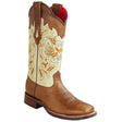 Botas Rodeo de Piel Original Punta Amplia Cuadrada para Dama Volcano Color Cafe - Los Altos Boots - Los Altos Boots