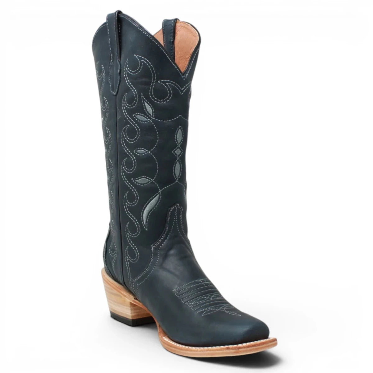 Botas Triad de Piel Original con Diseño Tribal Punta Cuadrada Para Dama Color Azul Savage - Tanner Mark Boots - Tanner Mark Boots
