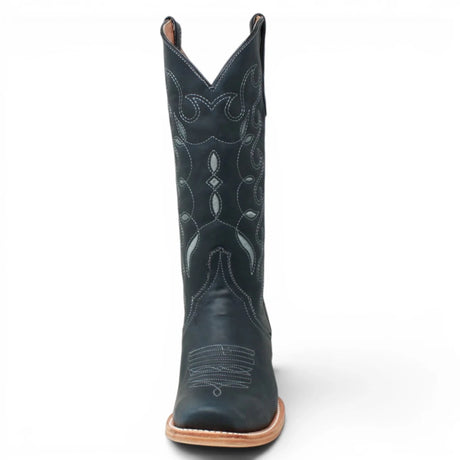 Botas Triad de Piel Original con Diseño Tribal Punta Cuadrada Para Dama Color Azul Savage - Tanner Mark Boots - Tanner Mark Boots