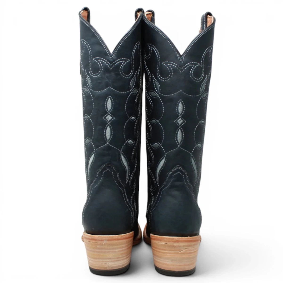 Botas Triad de Piel Original con Diseño Tribal Punta Cuadrada Para Dama Color Azul Savage - Tanner Mark Boots - Tanner Mark Boots