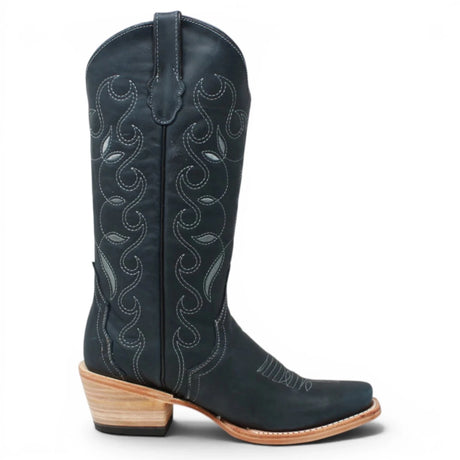 Botas Triad de Piel Original con Diseño Tribal Punta Cuadrada Para Dama Color Azul Savage - Tanner Mark Boots - Tanner Mark Boots