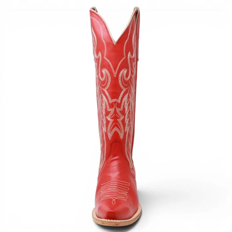 Botas Triad de Piel Original Punta Recortada Para Dama Color Cereza Roja - Tanner Mark Boots - Tanner Mark Boots