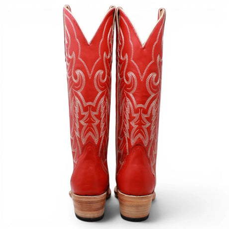 Botas Triad de Piel Original Punta Recortada Para Dama Color Cereza Roja - Tanner Mark Boots - Tanner Mark Boots