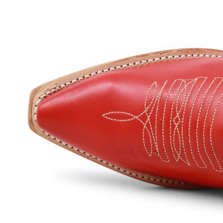 Botas Triad de Piel Original Punta Recortada Para Dama Color Cereza Roja - Tanner Mark Boots - Tanner Mark Boots
