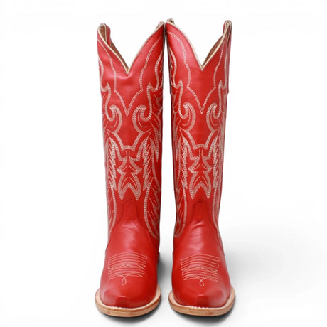 Botas Triad de Piel Original Punta Recortada Para Dama Color Cereza Roja - Tanner Mark Boots - Tanner Mark Boots