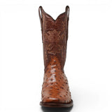 Botas Vaqueras Black Label con Grabado Tipo Avestruz – Cognac - Tanner Mark Boots