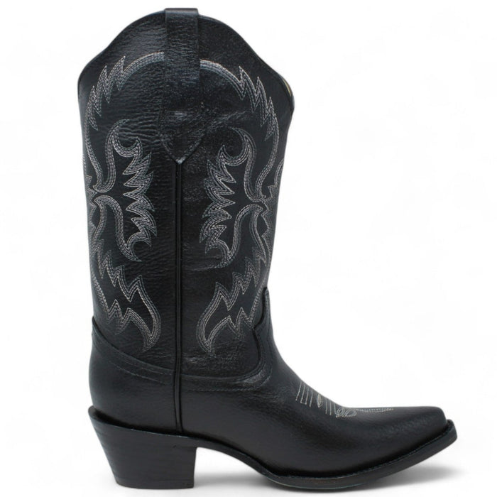 Botas Vaqueras de Cuero con Punta Recortada ROD - 1561 - Negro - Rodeo Imports