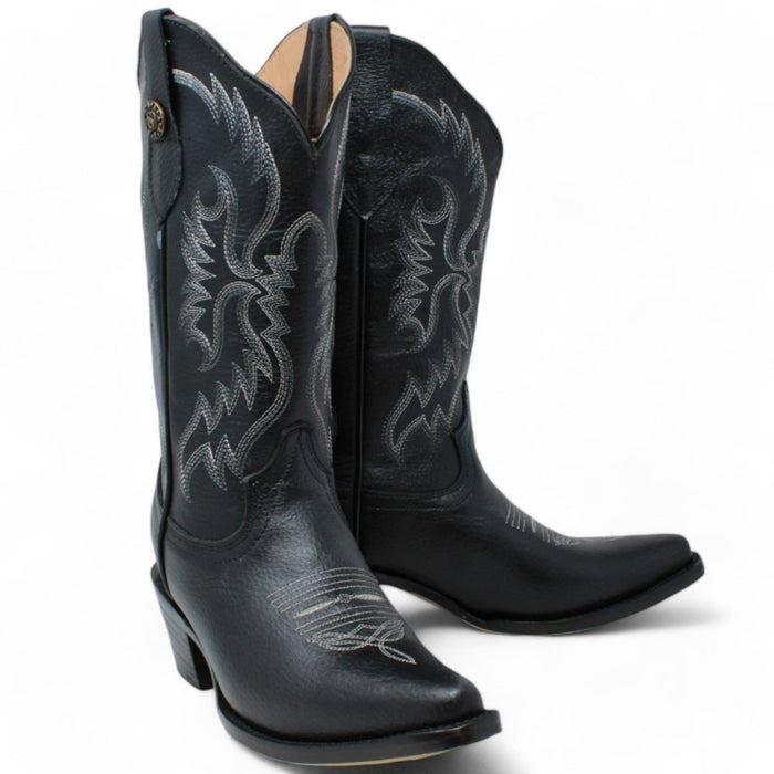 Botas Vaqueras de Cuero con Punta Recortada ROD - 1561 - Negro - Rodeo Imports