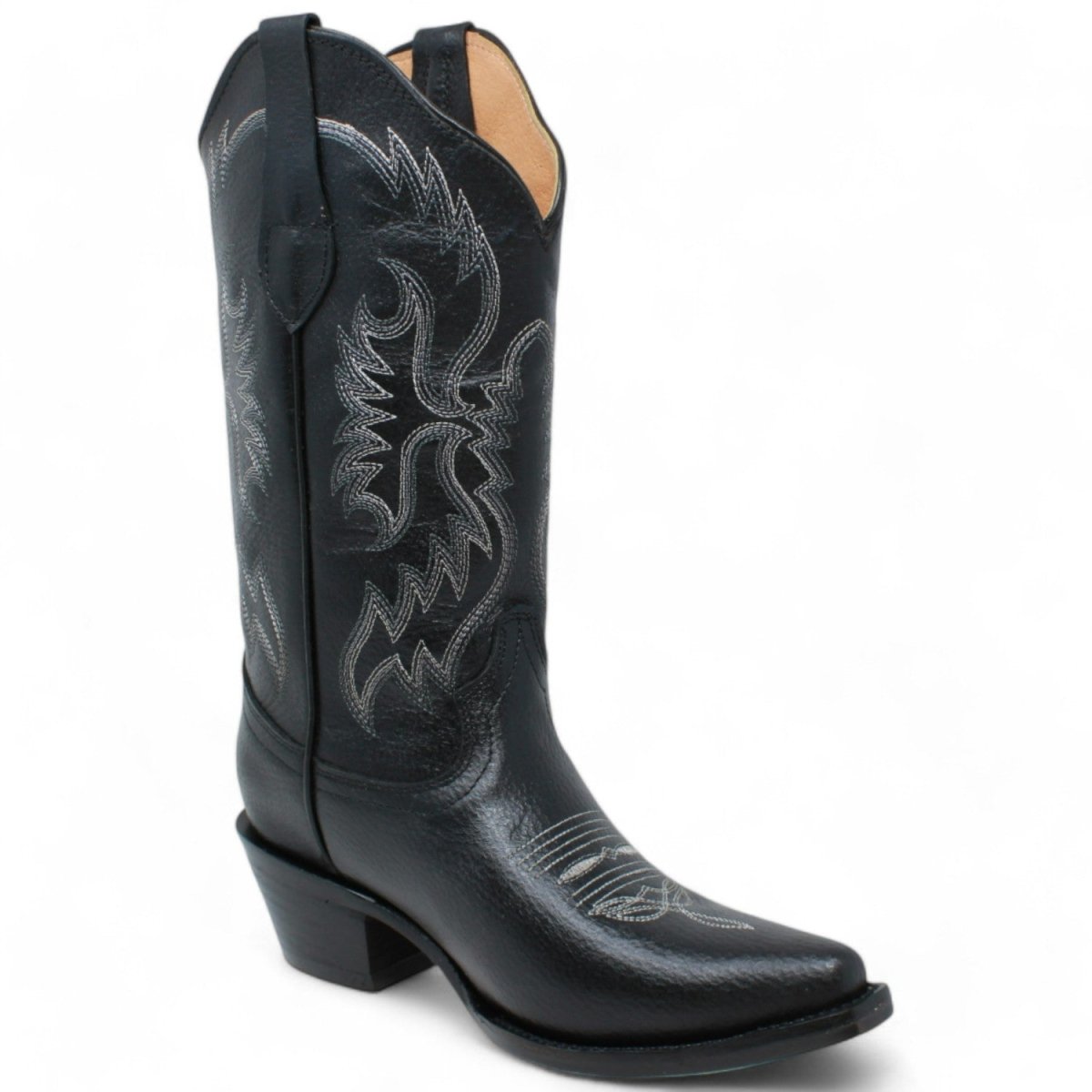 Botte femme brodé simili cuir de qualité bout pointu noir WESTERN Botte femme brodé simili cuir de qualité bout pointu noir WESTERN