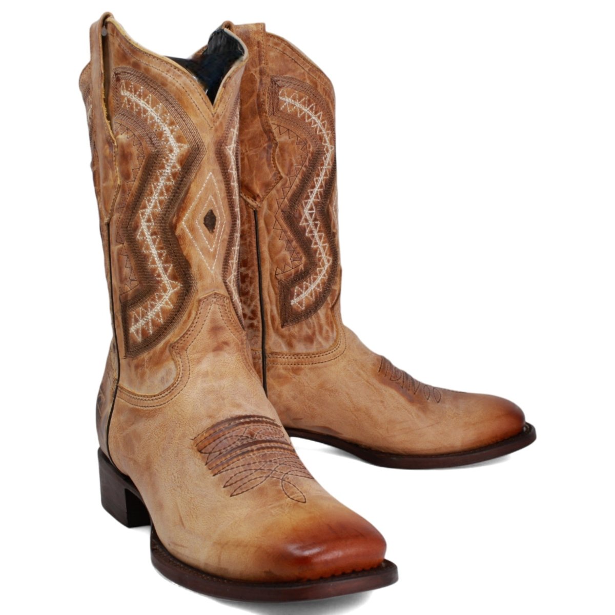 Botas Vaqueras de Cuero Napa Original Horma Rodeo Color Miel WD-342 - White Diamonds Boots