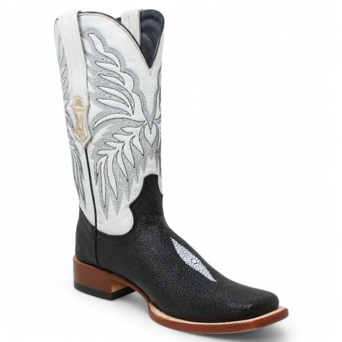 Botas De Raya Leather Cowboy Boots with Manta Raya Print Square Toe TM205562 ...