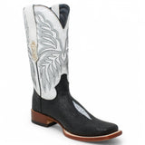 Botas Vaqueras de Piel con Estampado Manta Raya Punta Cuadrada TM205562 - Tanner Mark Boots