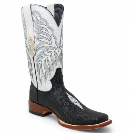 Botas Vaqueras de Piel con Estampado Manta Raya Punta Cuadrada TM205562 - Tanner Mark Boots