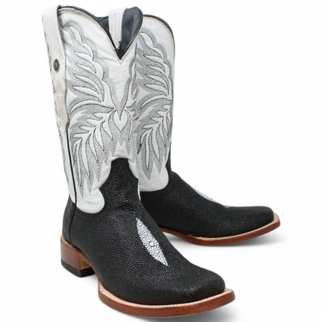 Botas Vaqueras de Piel con Estampado Manta Raya Punta Cuadrada TM205562 - Tanner Mark Boots