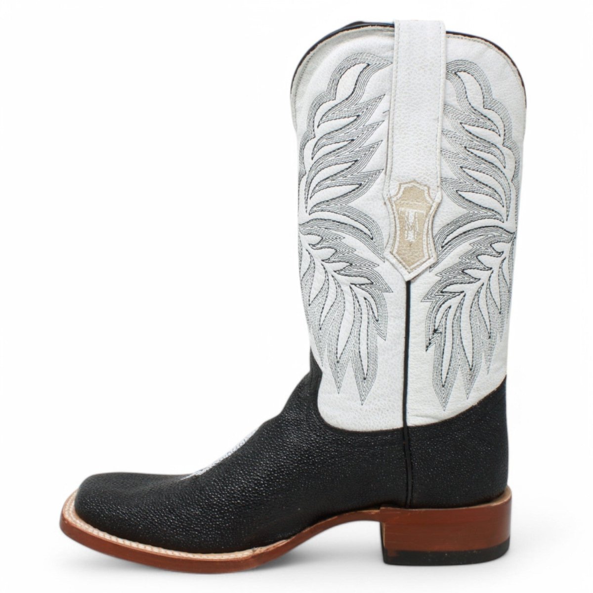 Botas De Raya Leather Cowboy Boots with Manta Raya Print Square Toe TM205562 ...