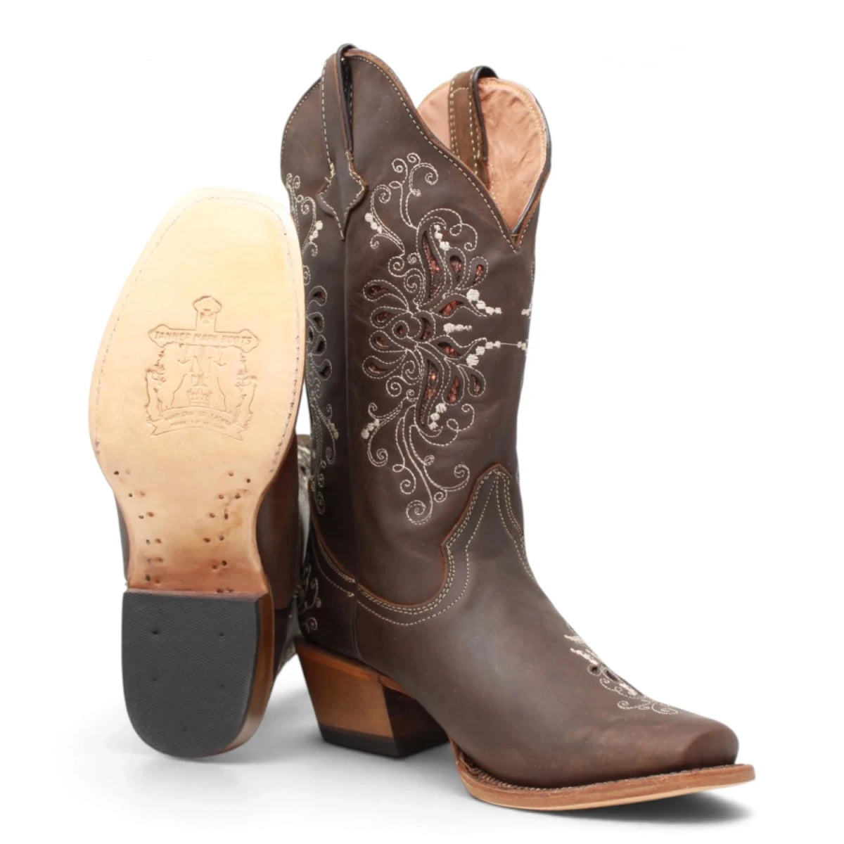 Botas Vaqueras para Mujer de Pantorrilla Ancha – Chocolate Pull Up TML205059AF - Tanner Mark Boots