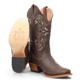 Botas Vaqueras para Mujer de Pantorrilla Ancha – Chocolate Pull Up TML205059AF - Tanner Mark Boots