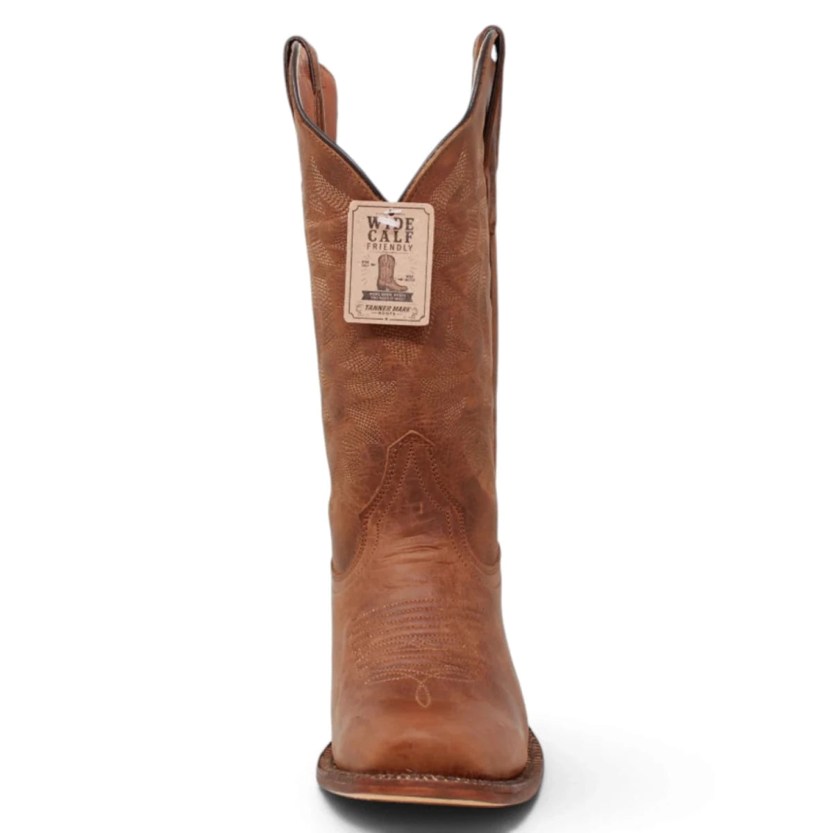 Botas Vaqueras para Mujer de Pantorrilla Ancha – Cognac Calfskin -TML201383AF - Tanner Mark Boots
