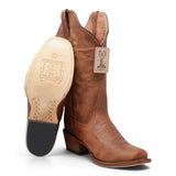 Botas Vaqueras para Mujer de Pantorrilla Ancha – Cognac Calfskin -TML201383AF - Tanner Mark Boots