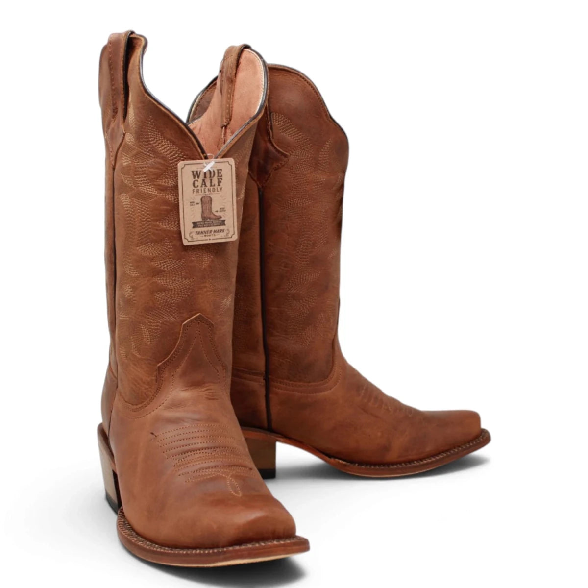 Botas Vaqueras para Mujer de Pantorrilla Ancha – Cognac Calfskin -TML201383AF - Tanner Mark Boots