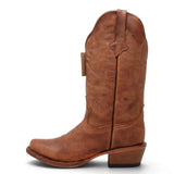 Botas Vaqueras para Mujer de Pantorrilla Ancha – Cognac Calfskin -TML201383AF - Tanner Mark Boots