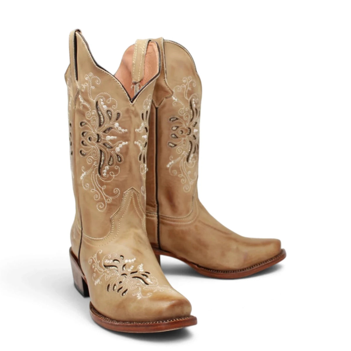Botas Vaqueras para Mujer de Pantorrilla Ancha – Color Burnished Sand - TML205060AF - Tanner Mark Boots