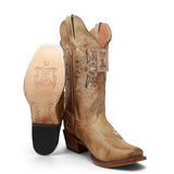 Botas Vaqueras para Mujer de Pantorrilla Ancha – Color Burnished Sand - TML205060AF - Tanner Mark Boots