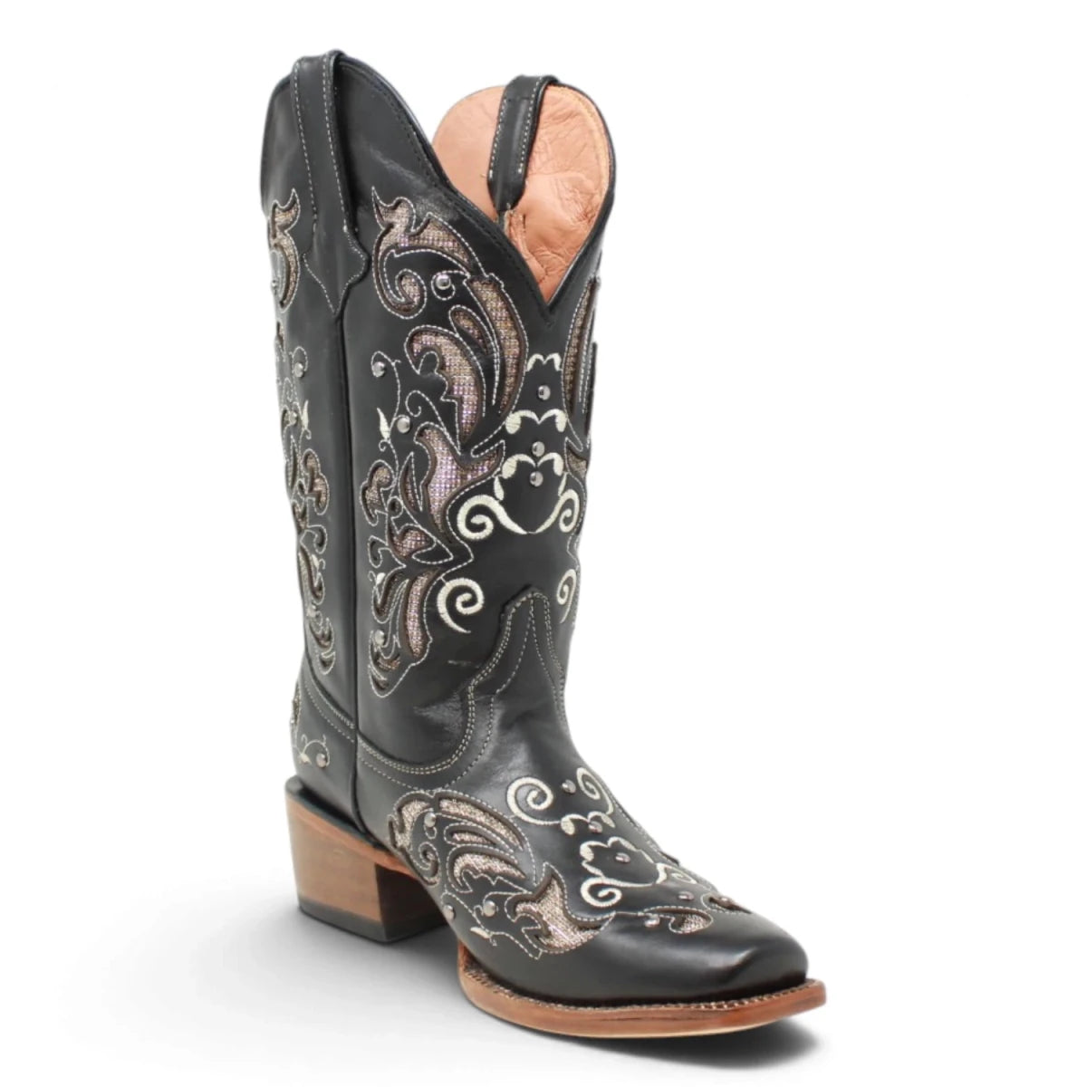 Botas Vaqueras para Mujer de Pantorrilla Ancha – Corte Laser Pull Up Black TML200708AF - Tanner Mark Boots
