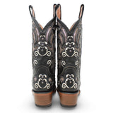 Botas Vaqueras para Mujer de Pantorrilla Ancha – Corte Laser Pull Up Black TML200708AF - Tanner Mark Boots