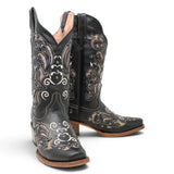 Botas Vaqueras para Mujer de Pantorrilla Ancha – Corte Laser Pull Up Black TML200708AF - Tanner Mark Boots